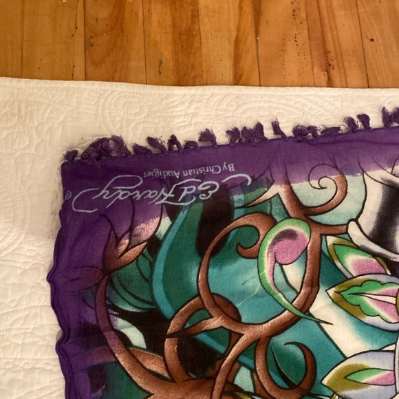 Y2K Ed Hardy by Christian Audigier - “love kills slowly” skulls Scarf wrap - Picture 12 of 12